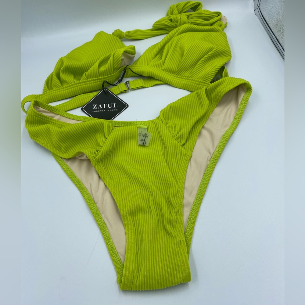 BRAND NEW Bikini- chartreuse high cut leg size L NEVER WORN